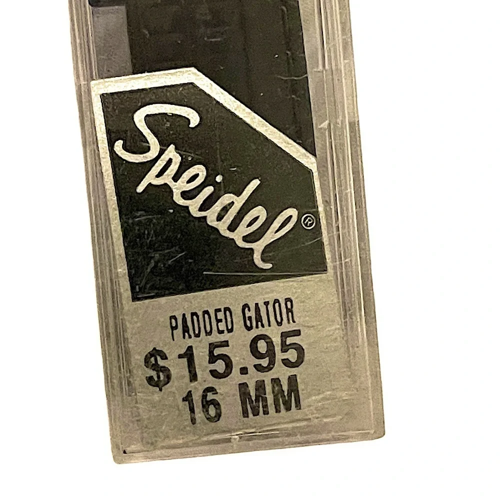 Speidel Dead Stock Padded Gator Watchband Only Black 16MM in Box